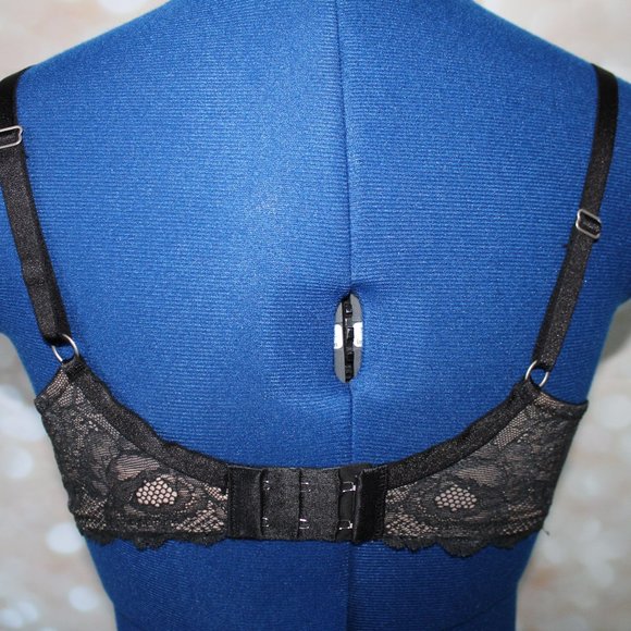 Victoria's Secret Black Nude Floral Lace Biofit Demi Uplift Underwire Bra 34D - Picture 4 of 9